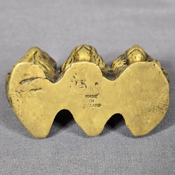 Vintage Brass Three Wise Monkeys Paperweight Made in England Desk Miniature - Picture 6 of 9